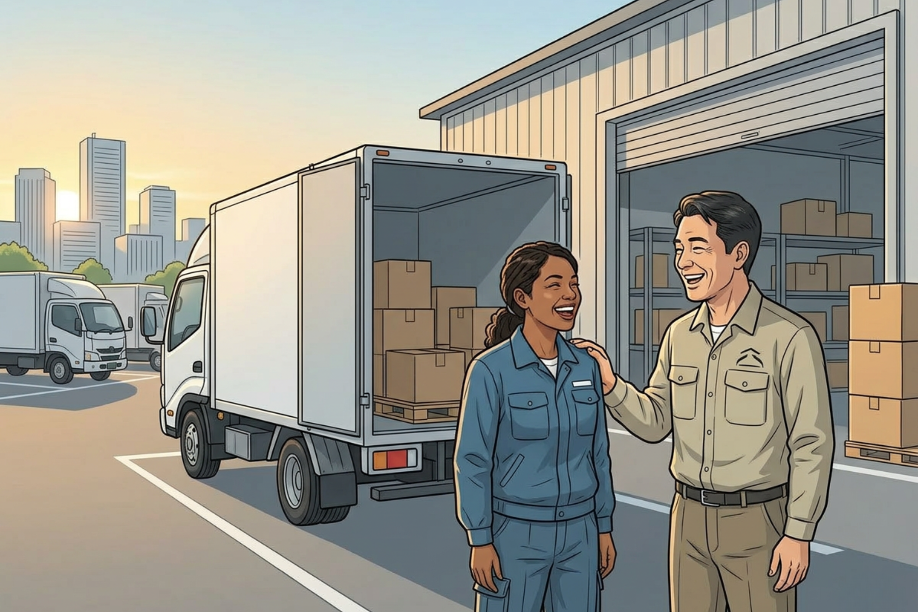 運送業で特定技能人材を受け入れ、現場で円滑に連携しながら安定した就労を実現している様子を表したイメージ