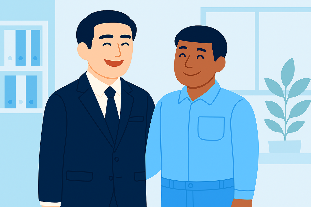 特定技能制度における外国人材の受け入れと企業の雇用関係を表したイメージ