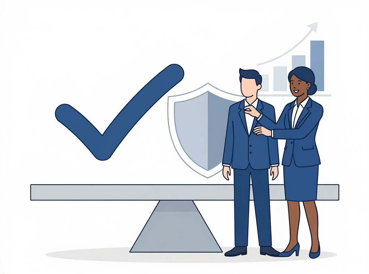 特定技能外国人を受け入れる企業に求められる条件やコンプライアンス体制を表現したイメージ画像。